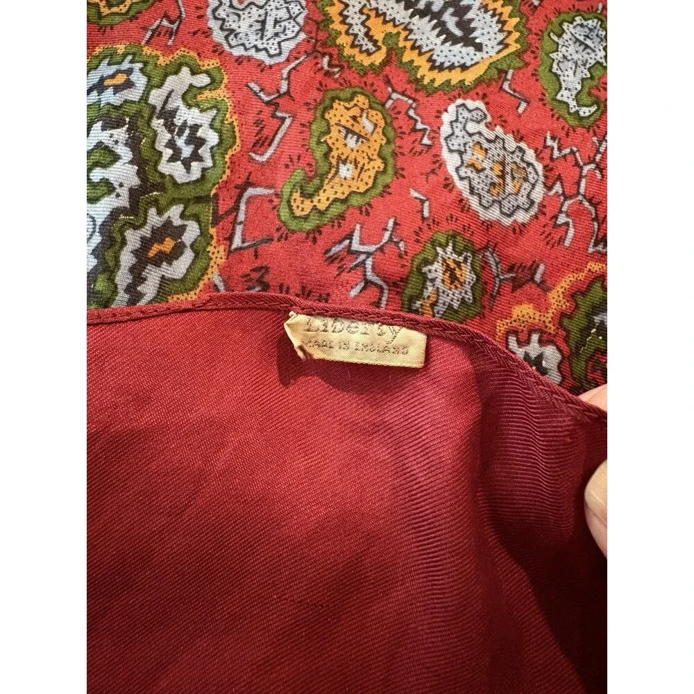 Vintage Liberty of London Red Silk Paisley Scarf 34 X 34 Inch Made In England